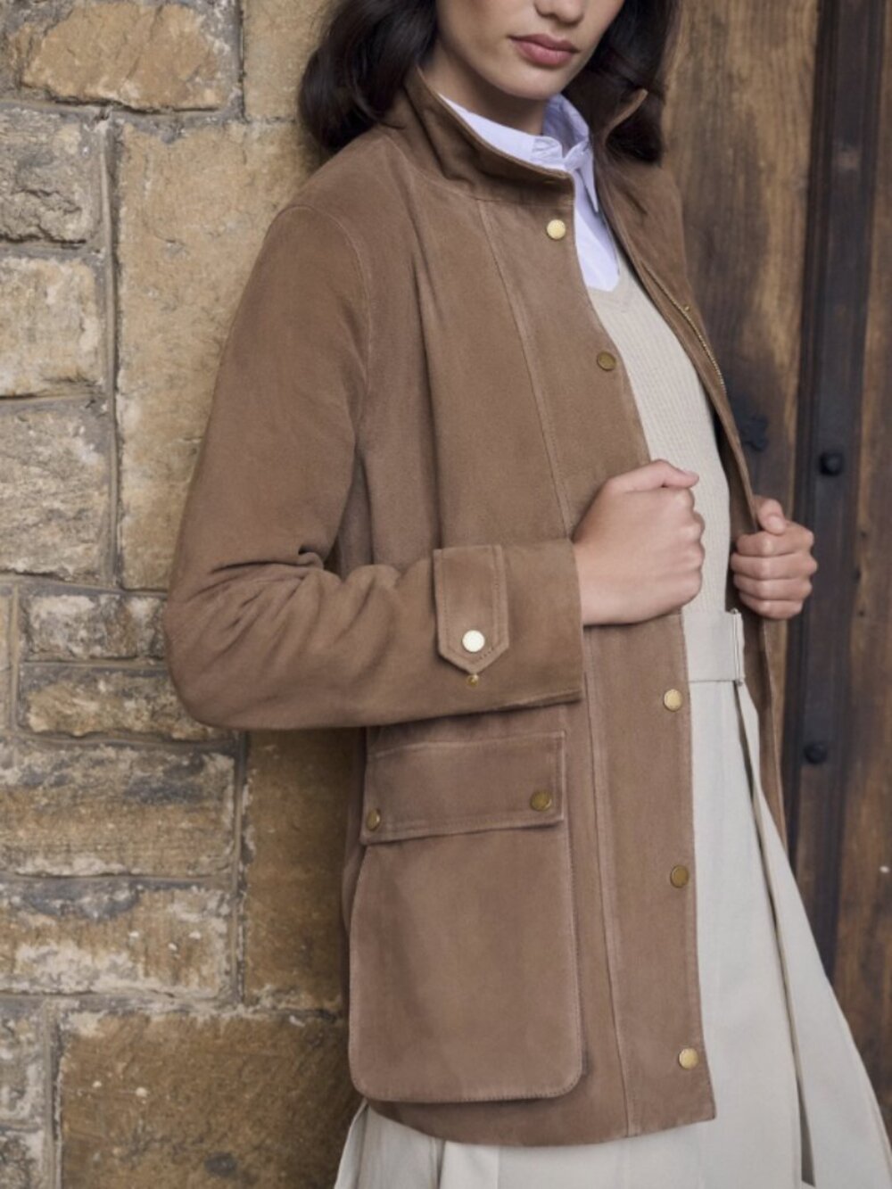 Fairfax & Favor Iris Suede Jacket – Mushroom | Like New